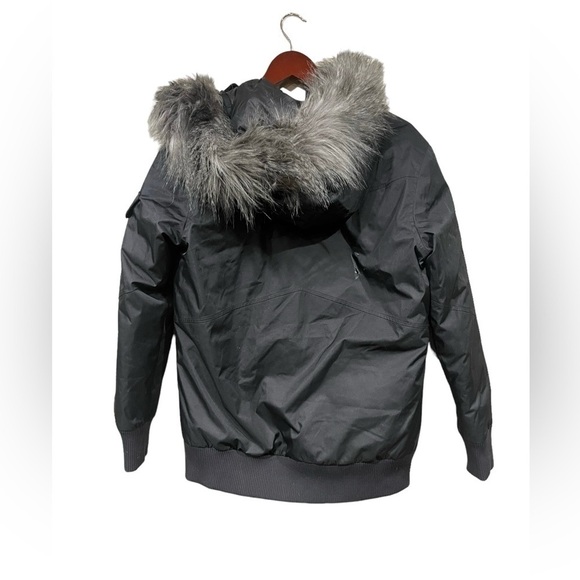 Basin and Range Sparrow Hawk Down Bomber Jacket Size Small Black Faux Fur Hood - Picture 4 of 11